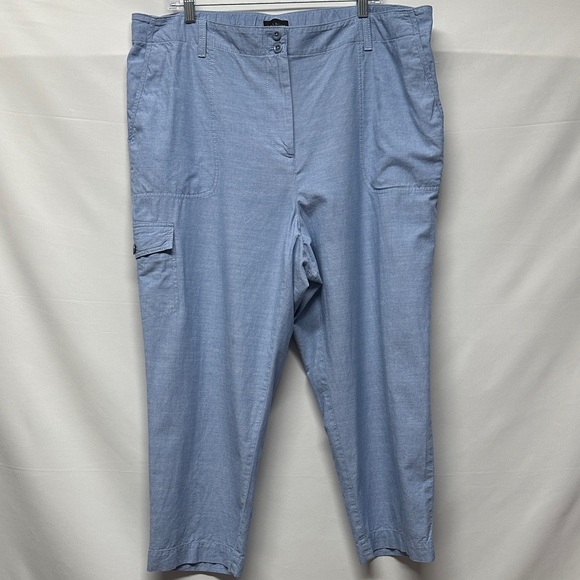 Talbots Newport Chambray Women’s Plus Size Cargo Cropped Pants - Picture 2 of 6